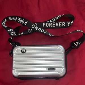 Silver Crossbody Bag with Black Strap